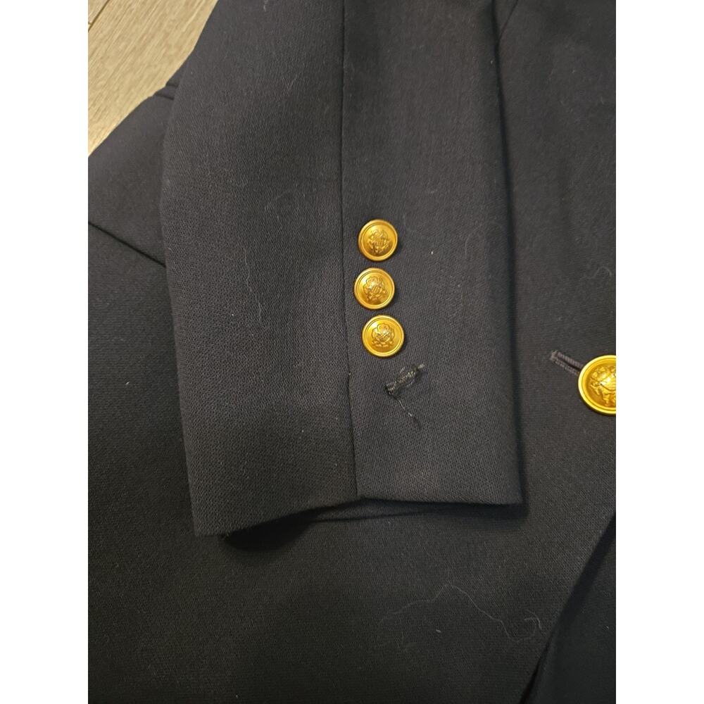 Vintage Lauren Ralph Lauren Crest Blazer Womens 4 Navy Wool Gold Buttons Preppy - Picture 11 of 15